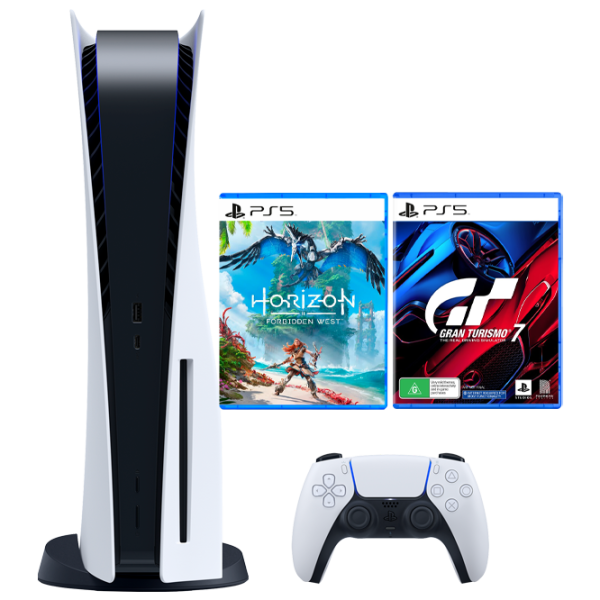 Sony PlayStation 5 + Horizon Forbidden West + Gran Turismo 7 +  825 GB / White photo 1