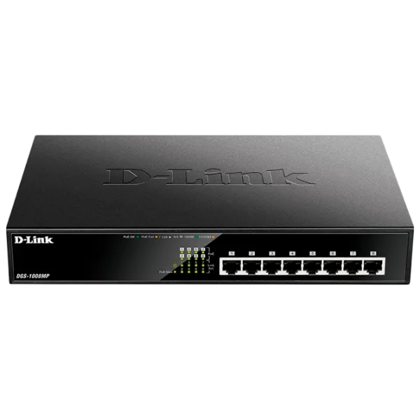 Switch D-Link DGS-1008MP/ B1A Black photo 1