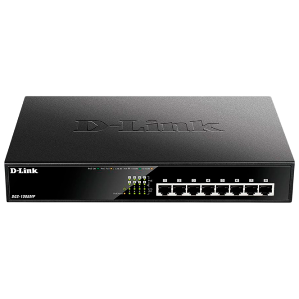 Switch D-Link DGS-1008MP/ B1A Black photo 1