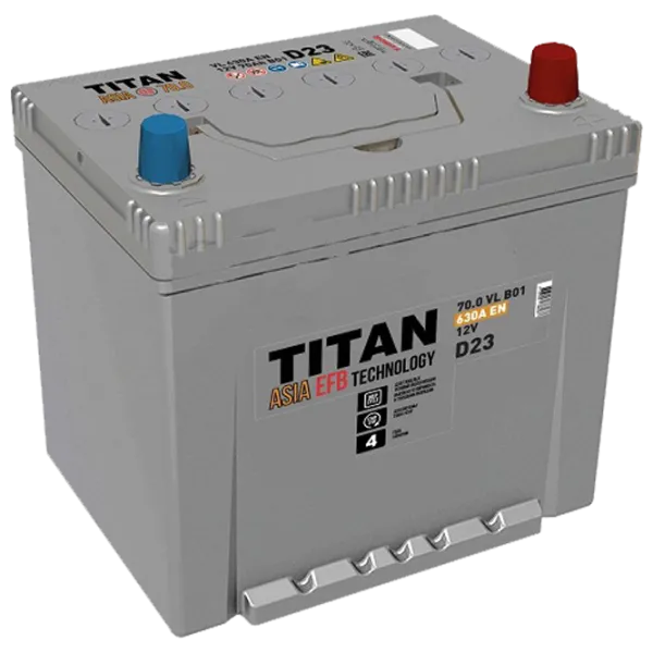 Авто аккумулятор Titan ASIA EFB 70.0 A/ h R+ 630 A 630A photo 1