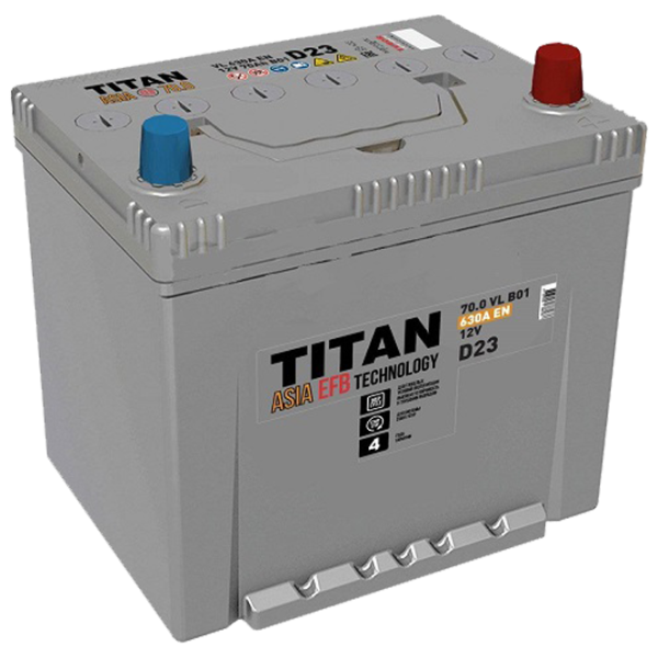 Авто аккумулятор Titan ASIA EFB 70.0 A/ h R+ 630 A 630A photo 1