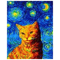 Картина по номерам BrushMe Кот в звездную ночь GX35619 50 x 40 см/ Вертикальная