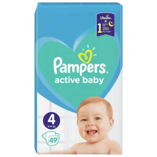 Scutece pentru copii Pampers Active Baby Maxi 4 9 - 14 kg/ 49 buc. photo 1