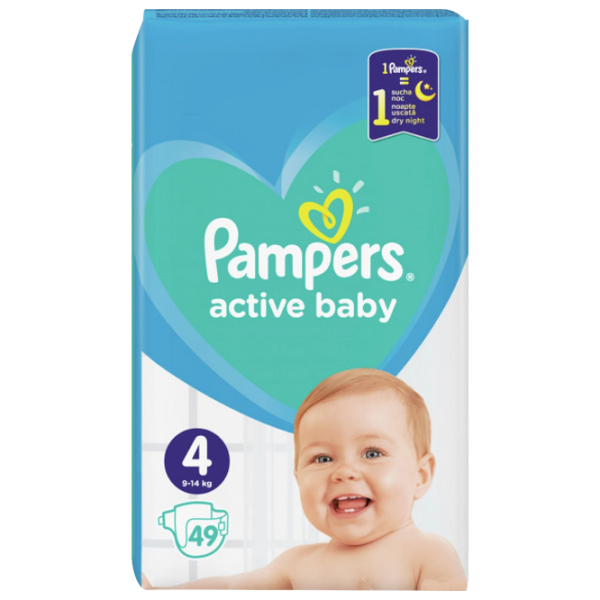 Scutece pentru copii Pampers Active Baby Maxi 4 9 - 14 kg/ 49 buc. photo 1