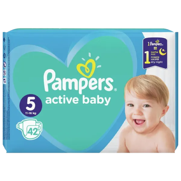Scutece pentru copii Pampers Active Baby Junior 5 11 - 16 kg/ 42 buc. photo 1