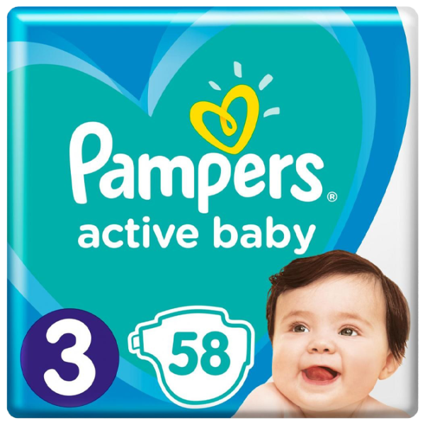 Подгузники для детей Pampers Active Baby Midi 3 6 - 10 кг/ 58 шт. photo 1