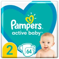 Подгузники для детей Pampers Active Baby Midi 2 4 - 8 кг/ 64 штук
