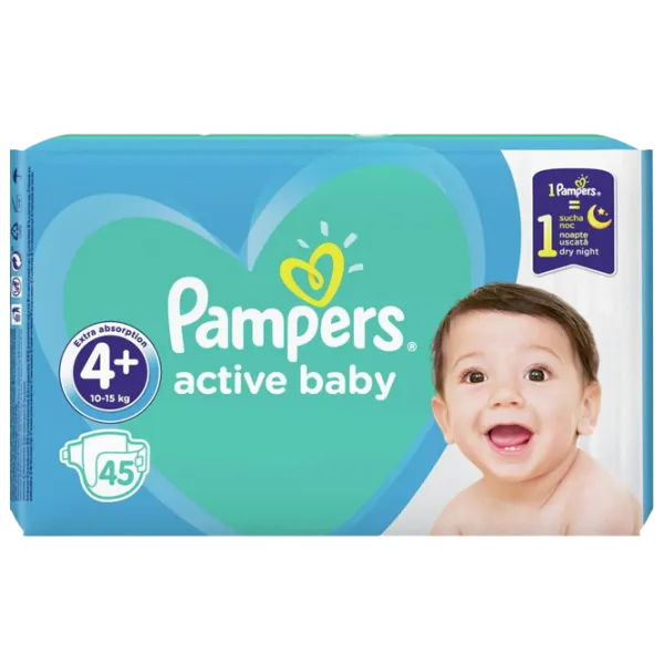 Scutece pentru copii Pampers VP MAXI+ 4 10 - 15 kg / 45 buc. photo 1