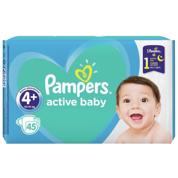 Scutece pentru copii Pampers VP MAXI+ 4 10 - 15 kg / 45 buc. photo 1