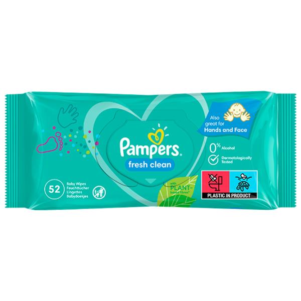 Șervețele umede Pampers Fresh Clean 1 x 52 pentru bebeluși photo 1
