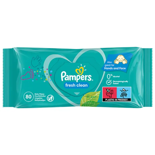 Șervețele umede Pampers Fresh Clean 1 x 80 pentru bebeluși photo 1