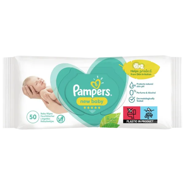 Влажные салфетки Pampers New Baby 1 x 50 для младенцев photo 1