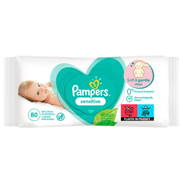 Șervețele umede Pampers Sensitive 1 x 80 pentru bebeluși photo 1