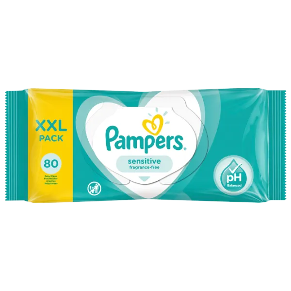 Влажные салфетки Pampers Sensitive 2 x 52 для младенцев photo 1