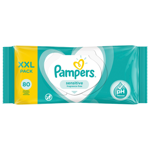 Влажные салфетки Pampers Sensitive 2 x 52 для младенцев photo 1
