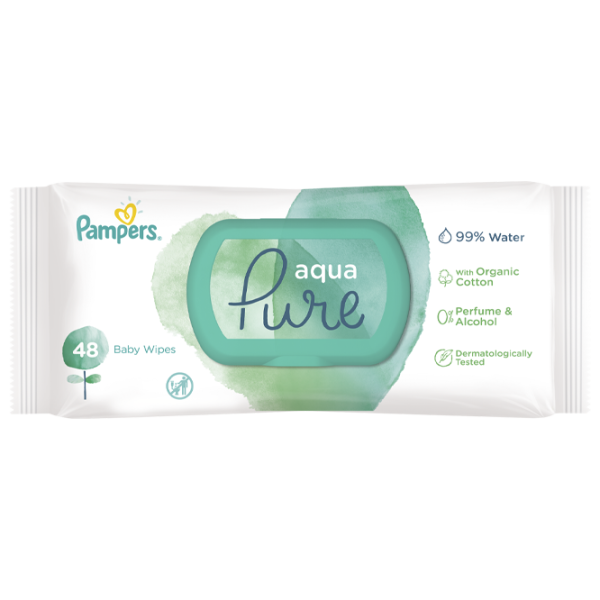Влажные салфетки Pampers Aqua Pure 1 x 48 для младенцев photo 1