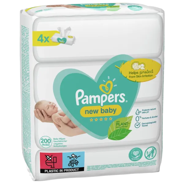 Влажные салфетки Pampers New Baby 4 x 50 для младенцев photo 1