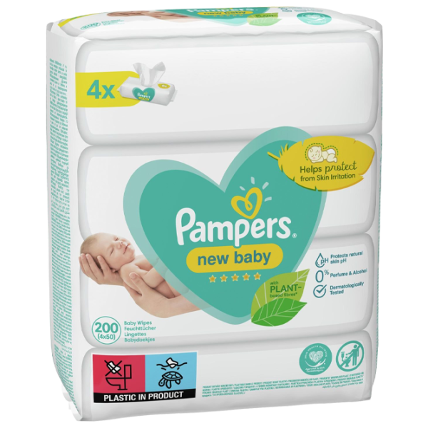Влажные салфетки Pampers New Baby 4 x 50 для младенцев photo 1