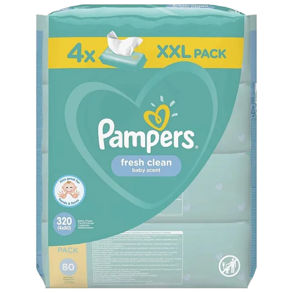 Șervețele umede Pampers Fresh Clean 4 x 80 pentru bebeluși photo 1