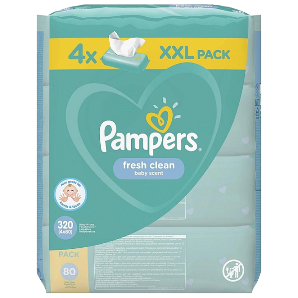 Șervețele umede Pampers Fresh Clean 4 x 80 pentru bebeluși photo 1
