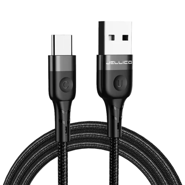 Cablu pentru telefon A4 Jellico USB Type-A + USB Type-C 1.2 m/ Black photo 1