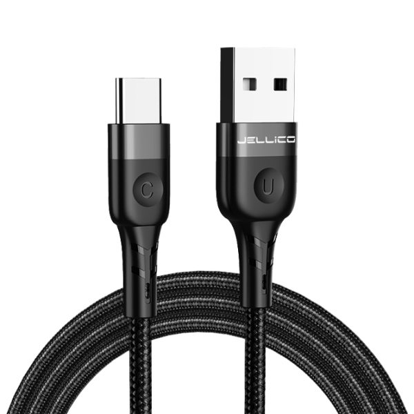 Cablu pentru telefon A4 Jellico USB Type-A + USB Type-C 1.2 m/ Black photo 1