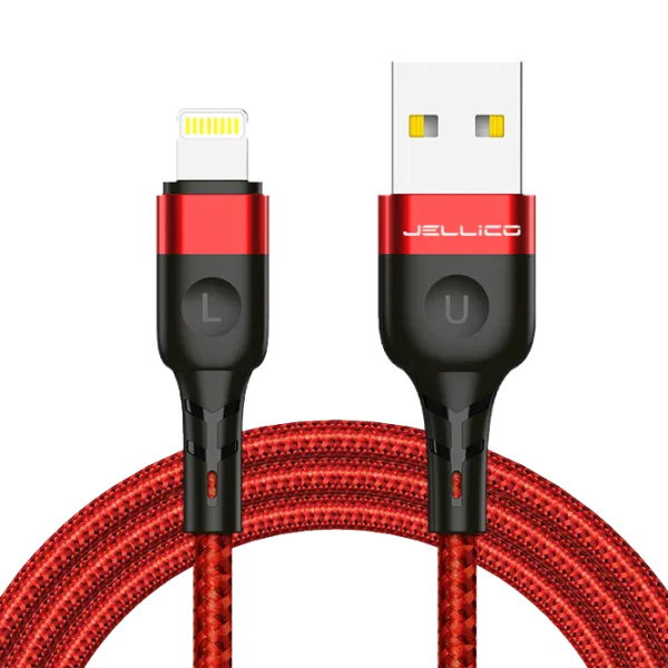 Cablu pentru telefon A4 Jellico USB Type-A + Lightning 1.2 m/ Red photo 1