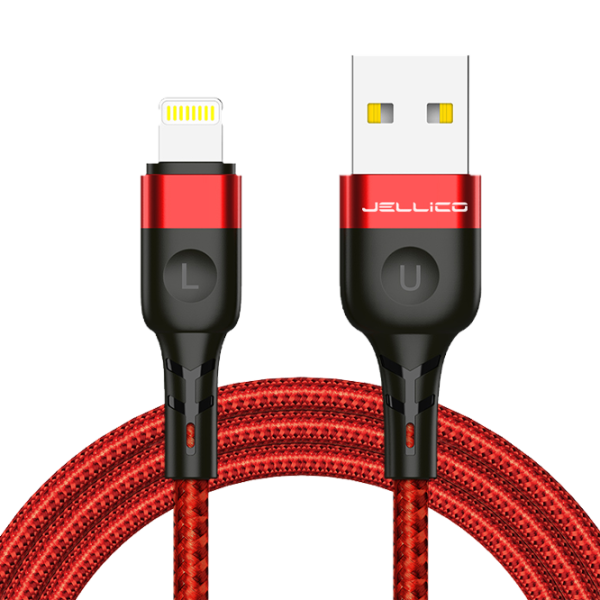 Cablu pentru telefon A4 Jellico USB Type-A + Lightning 1.2 m/ Red photo 1