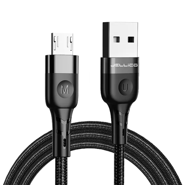 Кабель для телефона A4 Jellico USB Type-A + microUSB 1.2 м/ Черный photo 1