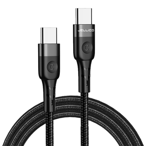 Кабель для телефона A4 Jellico USB Type-C + USB Type-C 1.2 м/ Black photo 1