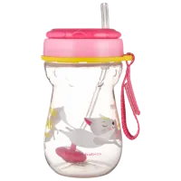 Sticluță cu pai Canpol 56/ 520 350 ml 9 luni/ Silicon, plastic/ Transparent