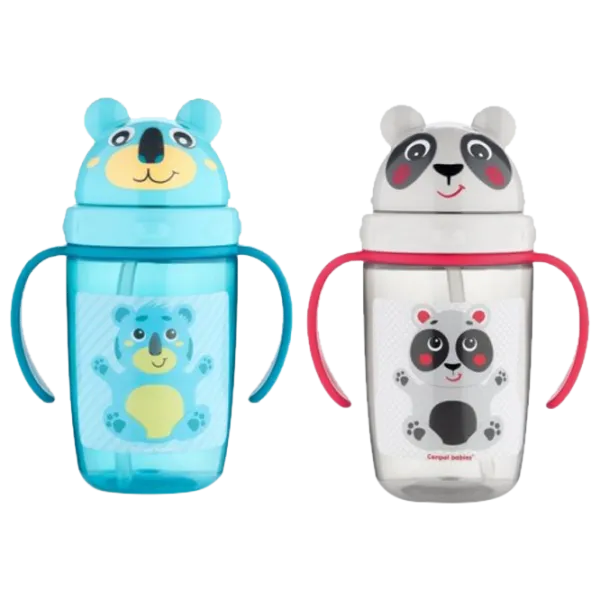 Sticluță cu pai Canpol 56/ 500 400 ml 9 luni/ Silicon, plastic/ Blue photo 1