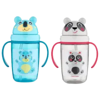 Бутылочка с соломинкой Canpol 56/ 500 400 мл 9 месяцев/ Силикон, пластик/ Синий