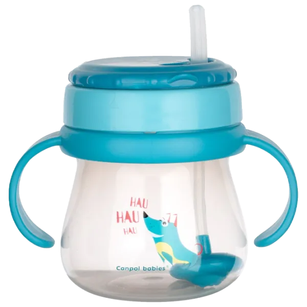 Sticluță cu pai Canpol 56/ 517 250 ml 9 luni/ Plastic/ Blue photo 1