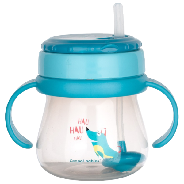 Sticluță cu pai Canpol 56/ 517 250 ml 9 luni/ Plastic/ Blue photo 1