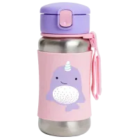 Бутылочка с соломинкой Skip Hop Zoo Кит 350 мл 1 год/ Нержавеющая сталь/ Розовый