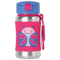 Sticluță cu pai Skip Hop Zoo Fluturaș 350 ml 1 an/ Oțel inoxidabil/ Purple
