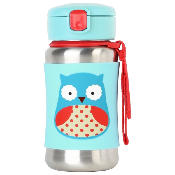 Sticluță cu pai Skip Hop Zoo Bufnița 350 ml 1 an/ Oțel inoxidabil/ Blue photo 1