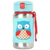Sticluță cu pai Skip Hop Zoo Bufnița 350 ml 1 an/ Oțel inoxidabil/ Blue