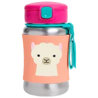 Sticluță cu pai Skip Hop Zoo Lama 350 ml 1 an/ Oțel inoxidabil/ Orange