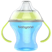 Sticluță BabyOno 1456 180 ml 6 luni/ Silicon, plastic/ Blue