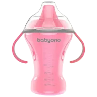 Sticluță cu pai BabyOno 1457 260 ml 6 luni/ Polipropilenă/ Pink