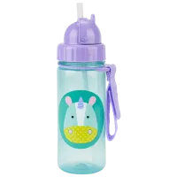 Бутылочка с соломинкой Skip Hop Zoo Единорог 384.5 мл 1 год/ Пластик/ Синий
