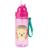 Бутылочка с соломинкой Skip Hop Zoo Лама 384.5 мл 1 год/ Пластик/ Розовый