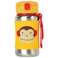Бутылочка с соломинкой Skip Hop Zoo Обезьяна 350 мл 1 год/ Нержавеющая сталь/ Желтый