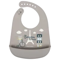 Слюнявчик Canpol 74/ 027 Классическая/ Силикон/ Бежевый