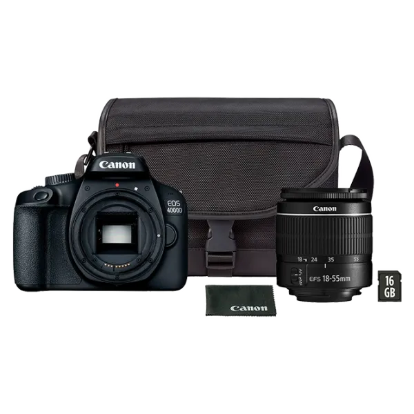 Фотоаппарат Canon EOS 4000D Kit + SB130 + SD-Card 16GB CMOS/ Черный photo 1 Фотоаппарат Canon EOS 4000D Kit + SB130 + SD-Card 16GB CMOS/ Черный photo 1