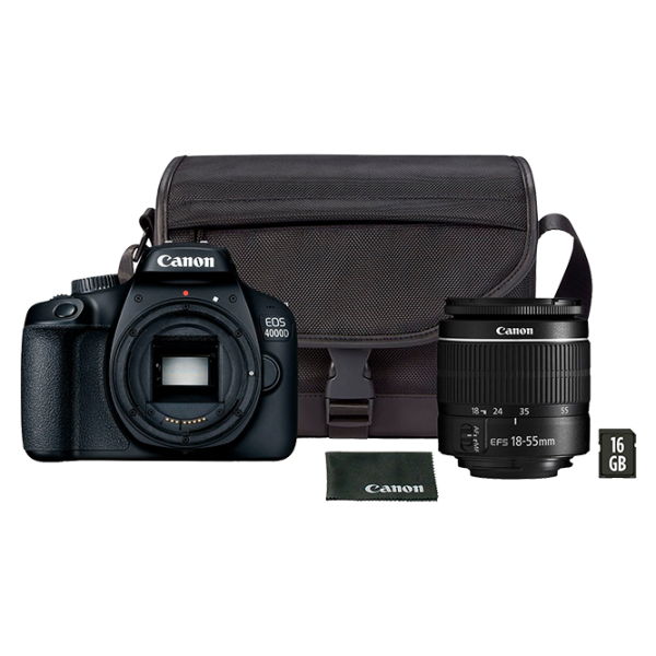 Фотоаппарат Canon EOS 4000D Kit + SB130 + SD-Card 16GB CMOS/ Черный photo 1 Фотоаппарат Canon EOS 4000D Kit + SB130 + SD-Card 16GB CMOS/ Черный photo 1