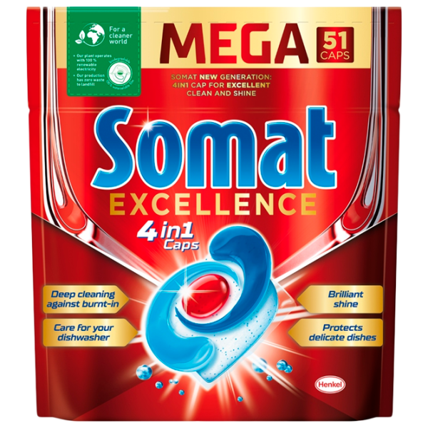 Soluție pentru mașină de spălat vase Somat Excellence 519013 pentru îndepartarea murdăriei photo 1 Soluție pentru mașină de spălat vase Somat Excellence 519013 pentru îndepartarea murdăriei photo 1