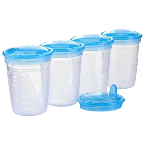 1028 Container p/u depozitarea de lapte 4 buc. Plastic/ 200 ml photo 1